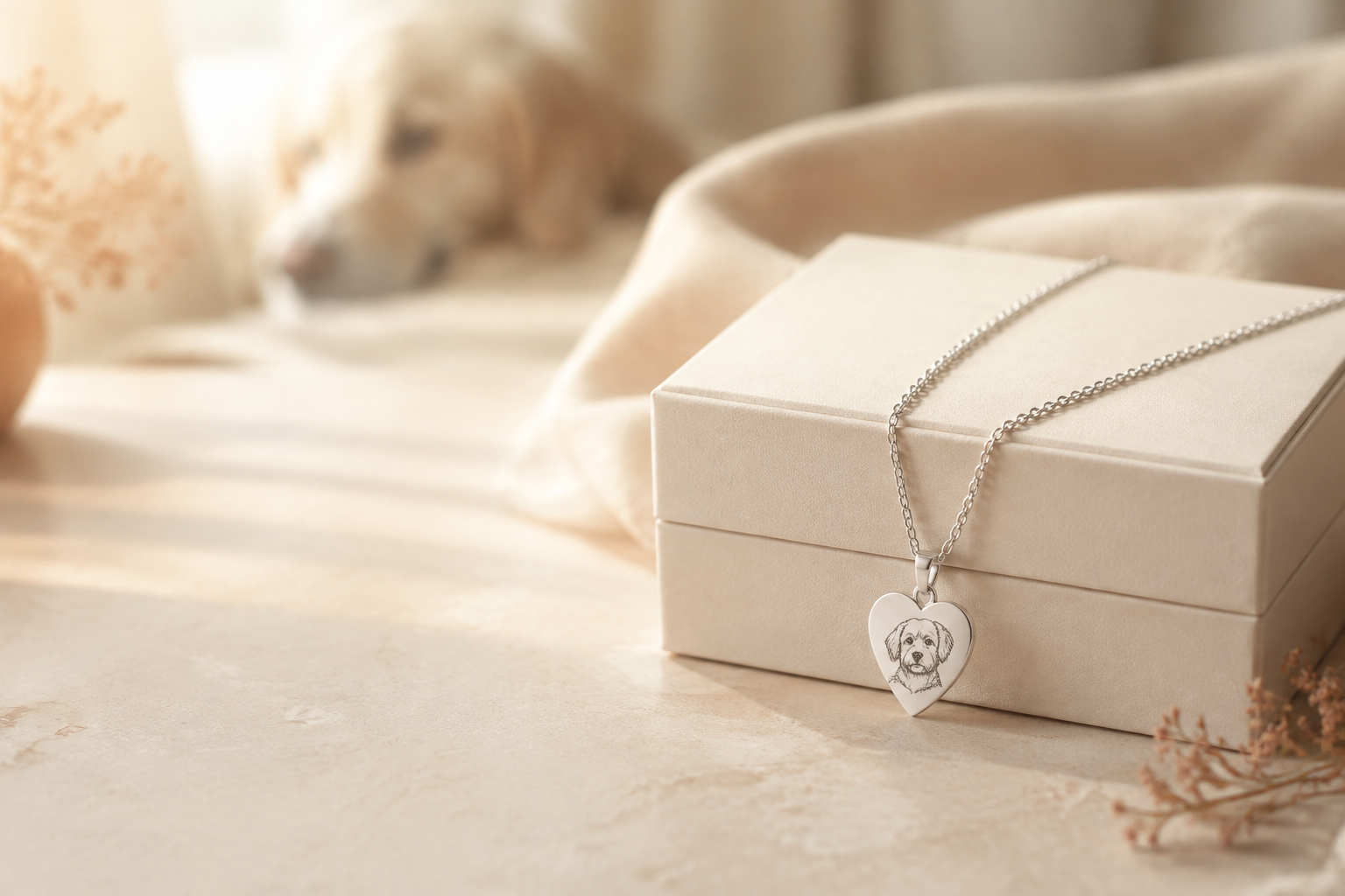 Collar personalizado de plata 925 con retrato de mascota